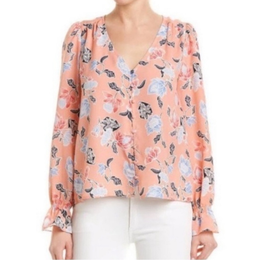 Joie Bolona V Neck Long Sleeves Floral Button Down Shirt Size L